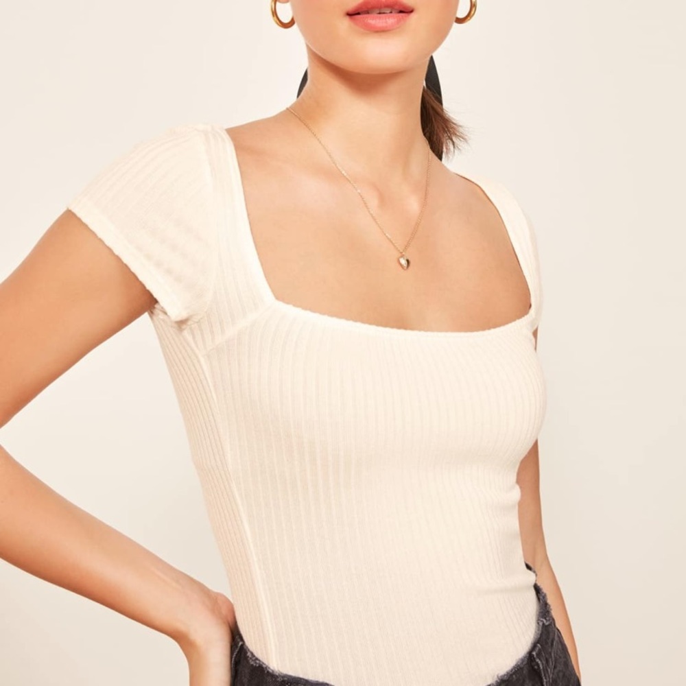 Reformation Bardot Top Ivory Sz XS - Picture 5 of 15